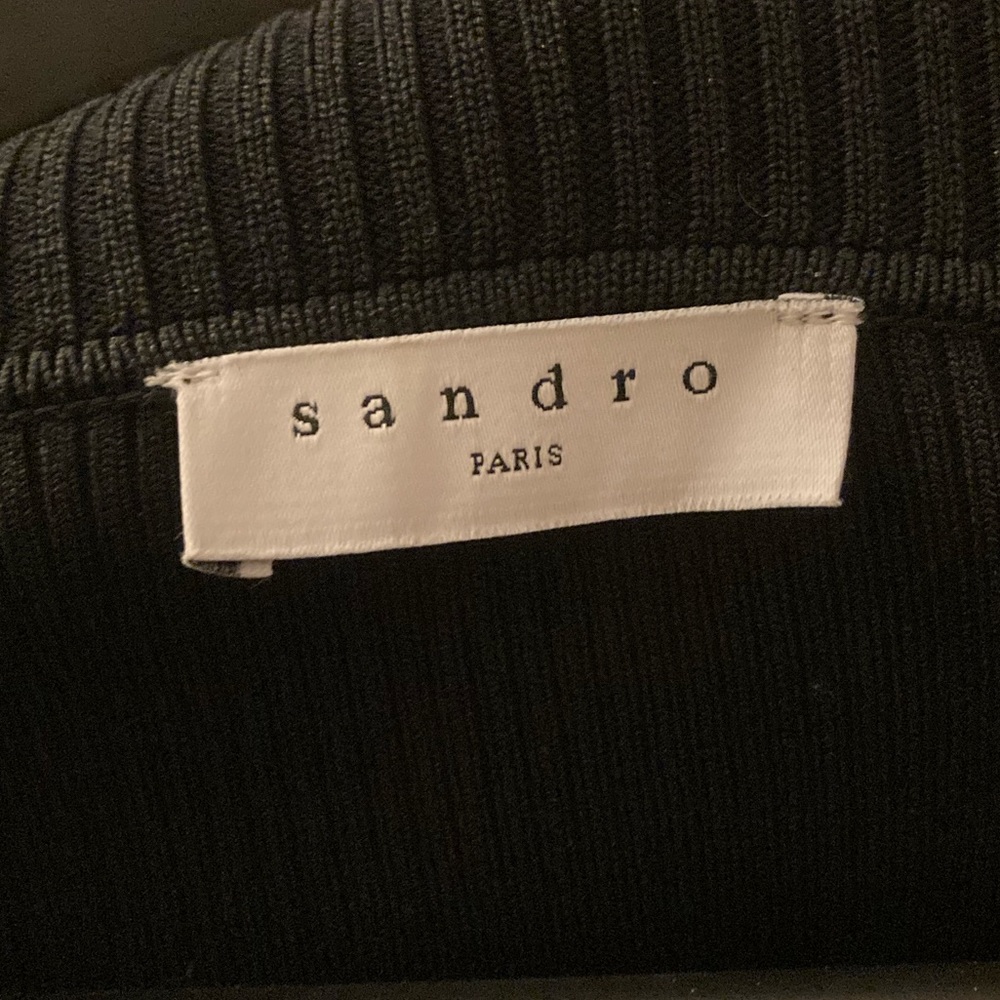 Rare LANA DEL REY Sandro Chevron Black Knit Dress (L) - Picture 9 of 14